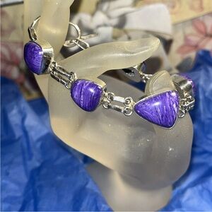 Vibrant Purple Stone Silver Bracelet